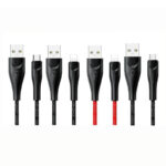 USAMS US-SJ399 U41 Micro/Type-C/Lightning Braided Data and Charging Cable 3M-Black