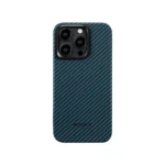 PITAKA MagEZ Case 4 for iPhone 15 Pro / 15 Pro Max -1500D Black/Blue Twill