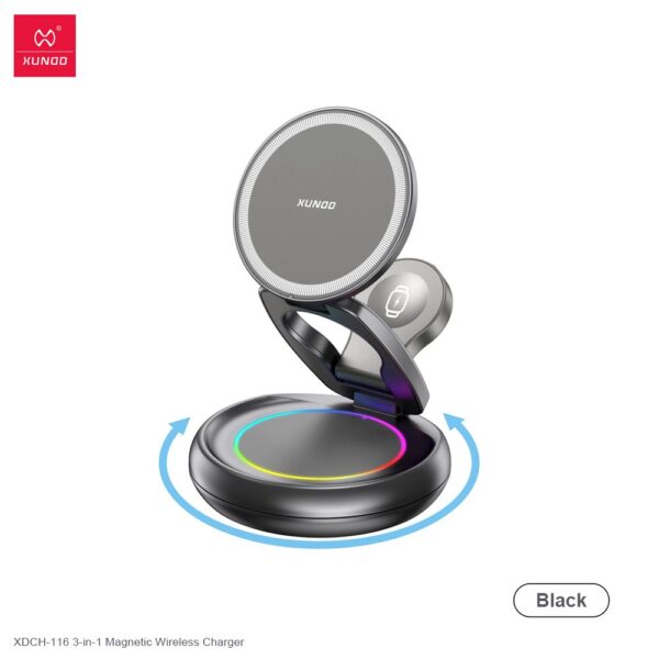 Xundd XDCH-116 Foldable & Rotatable 3-in-1 Wireless Charger