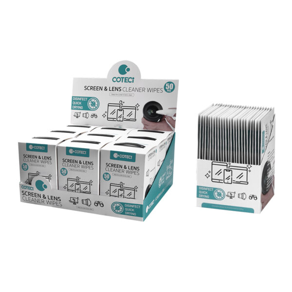 COTEETCI Screen Lens Cleaning Wipes 50 Piece Box (TR-017)