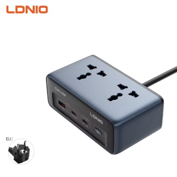LDNIO SC1 2500W Power Socket Multi-Plug Strip and USB Charging Station with 1 USB-A+2 USB-C Ports Fast Charging
