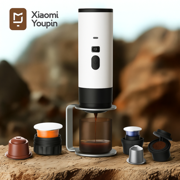 Xiaomi Youpin 3-in-1 Self-Heating Portable Espresso Machine 7800mAh – Electric Coffee Maker for Travel, Camping & Office Use