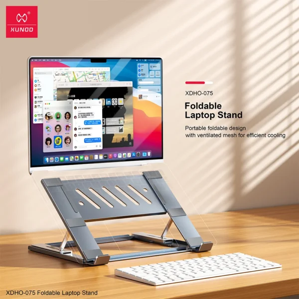 XUNDD XDHO-075 Foldable Laptop Stand – Lightweight, Adjustable & Portable Laptop Holder