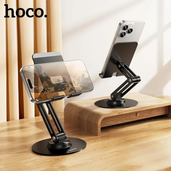 Hoco HD15 Full Metal Phone Holder – Premium Aluminum Alloy Build, Strong Stable Grip, Adjustable Viewing Angles, Durable Desk Stand for Smartphones