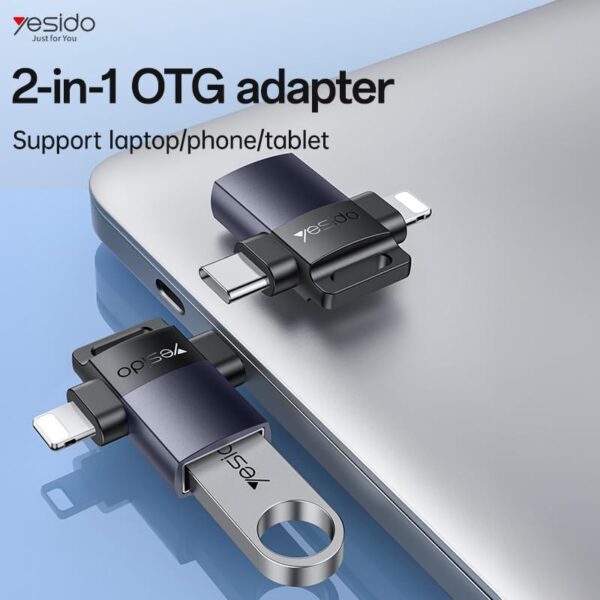 Yesido GS35 2-in-1 USB 3.0 to Lightning and Type-C OTG Adapter