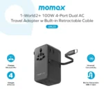 Momax UA25 1-World2+ 100W 4-Port Dual AC Travel Adapter