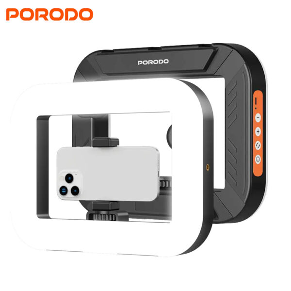 Porodo Lifestyle Handheld Ring Grip Camera & Phone Vlogging Light – LED Video Light