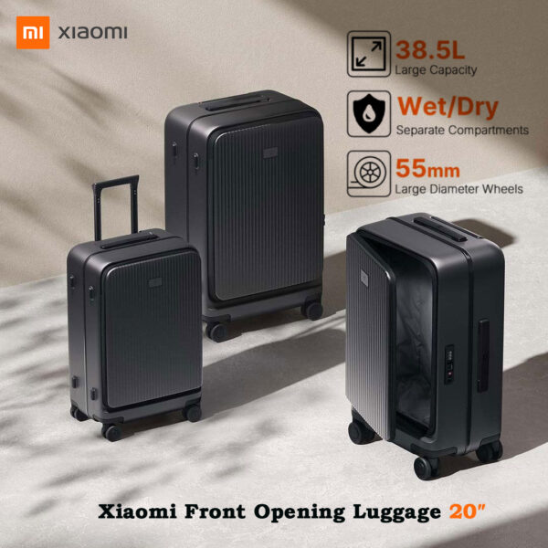 Xiaomi 20-Inch Front Opening Carry-On Luggage – Smart Cabin Suitcase with TSA Lock