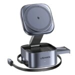 USAMS CD257 Qi2.0 3-in-1 Magnetic Wireless Charger 15W Fast Charging Stand for iPhone, Apple Watch & AirPods