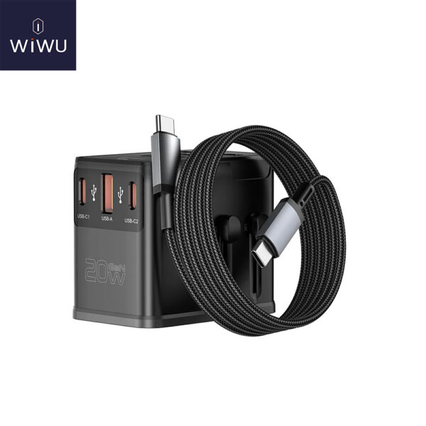 WiWU UA013 20W Universal Travel Plug Adapter Cable Combo – Multi-Country Fast Charging Adapter