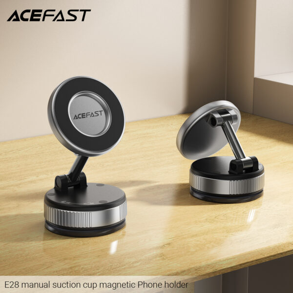ACEFAST E28 Magnetic Phone Holder with Manual Suction Cup Strong Grip Universal Car & Desk Mount 360° Rotation