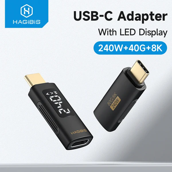 HAGiBiS USB4 Adapter with LED Display PD3.1 240W 80Gbps 8K/60Hz