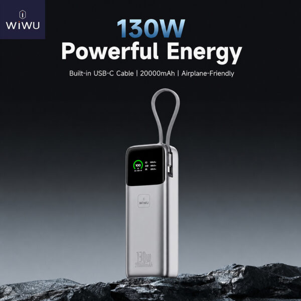 WiWU PM301 Power Mega 20000mAh 130W Fast Charging Power Bank with PD USB-C & Digital Display