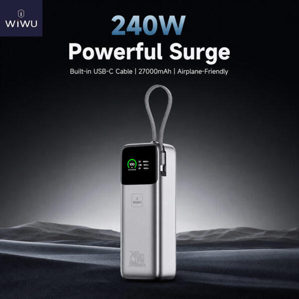 WiWU PM201 Power Mega 27000mAh 240W Fast Charging Power Bank with PD 3.1 USB-C & Smart Digital Display