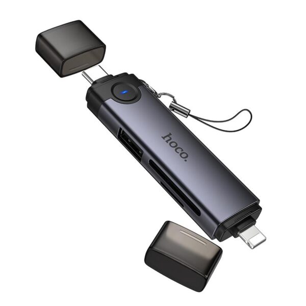 HOCO HB56B Victory 3-in-1 Type-C Lightning Card Reader OTG