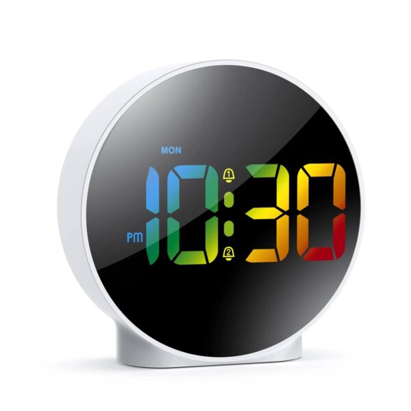 Round Alarm Clock with Snooze Digital LED Desk Clock