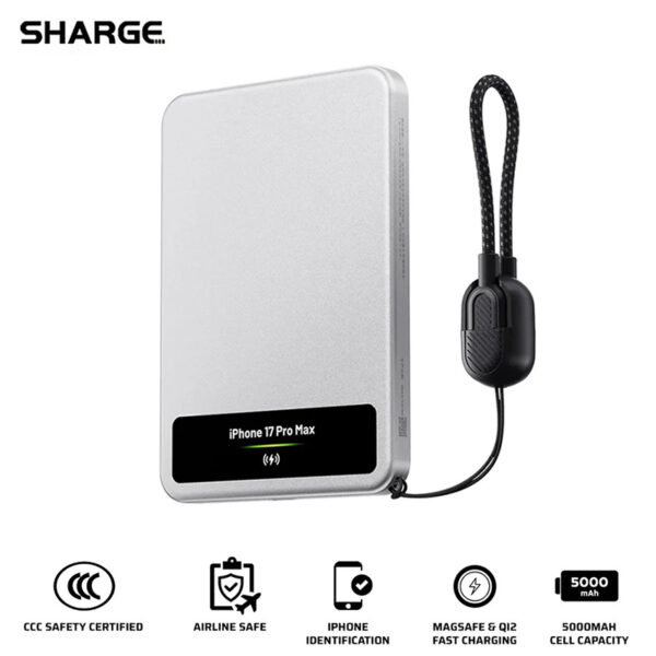 SHARGE M8 5000mAh Qi2 15W Magnetic Power Bank