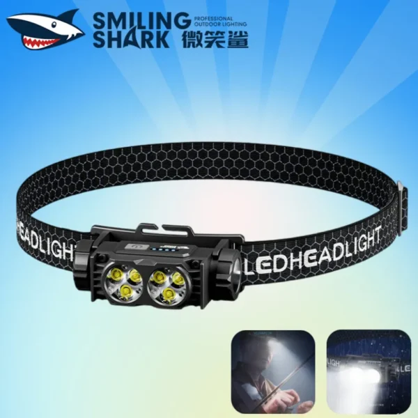 Smiling Shark TD0193A 6LED Rechargeable Headlight 1200mAh