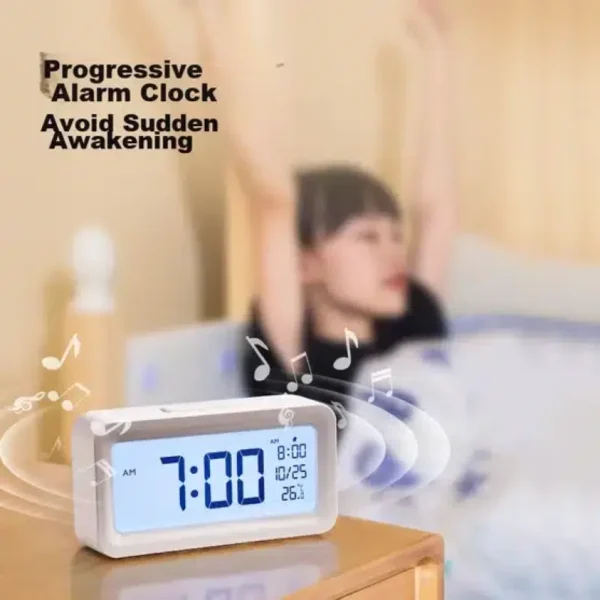 Deli LE103-WH Digital Alarm Clock – LCD Display Desk Clock